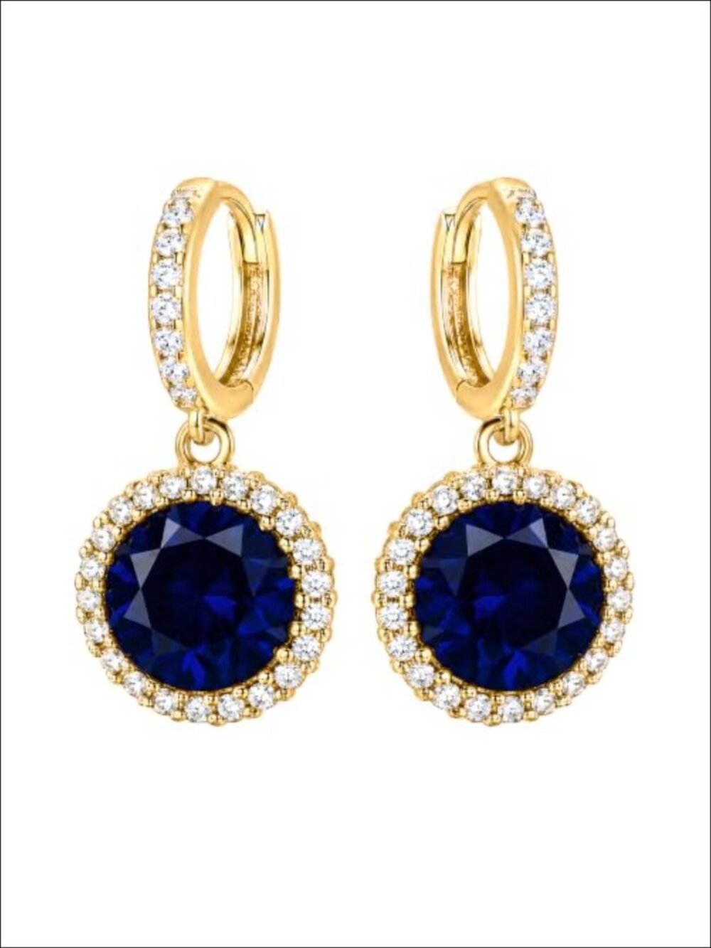 14K Gold Plated Huggie Hoop Dangle Earrings Cubic Zirconia Drop